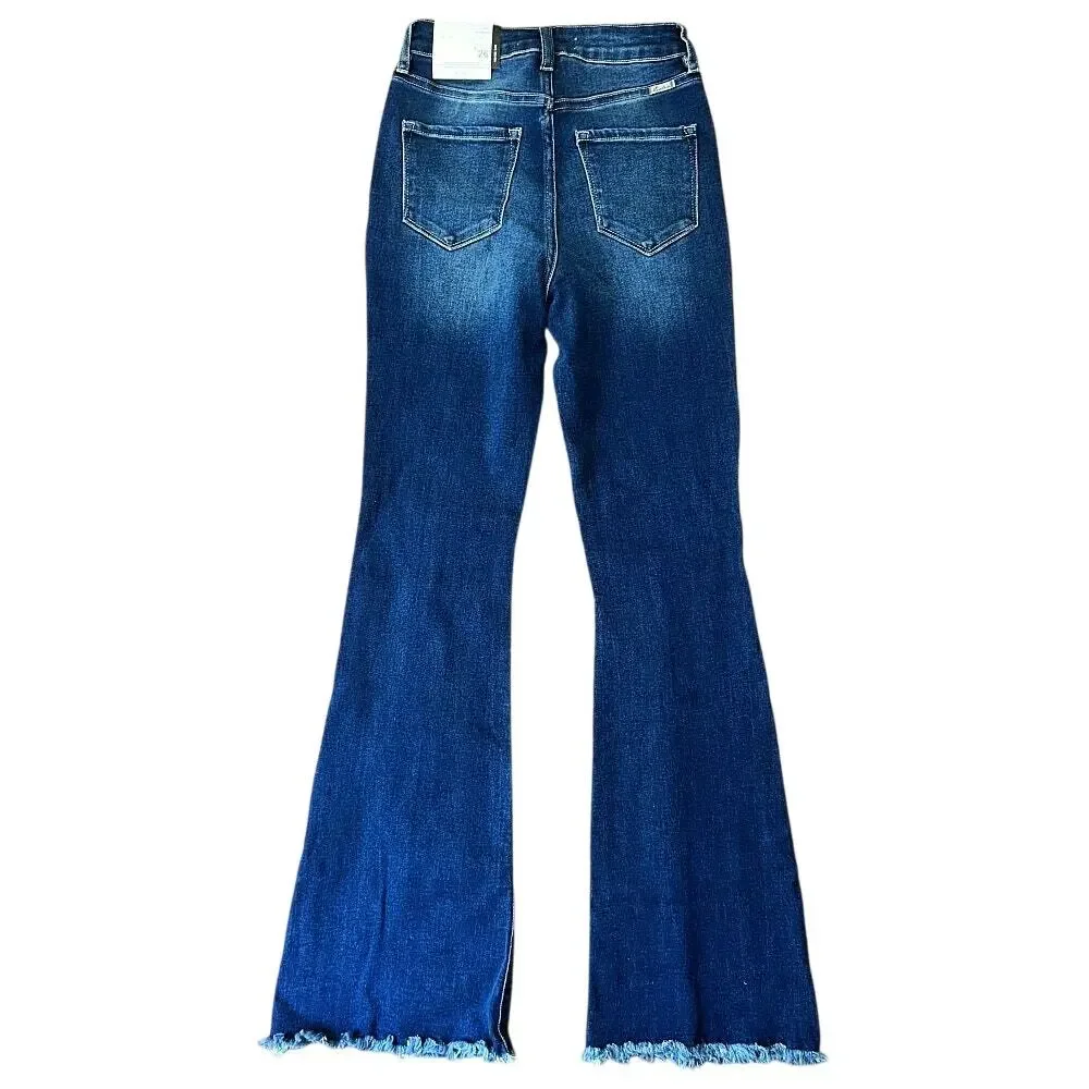 NWT KanCan High Rise Flare Leg Raw Hem Jeans 5/26X33 - Picture 6 of 9